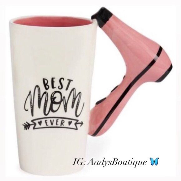 American Atelier 3-D “Best Mom Ever” Mug Hair Dryer Handle White Pink 16.0oz NWT - Picture 5 of 5